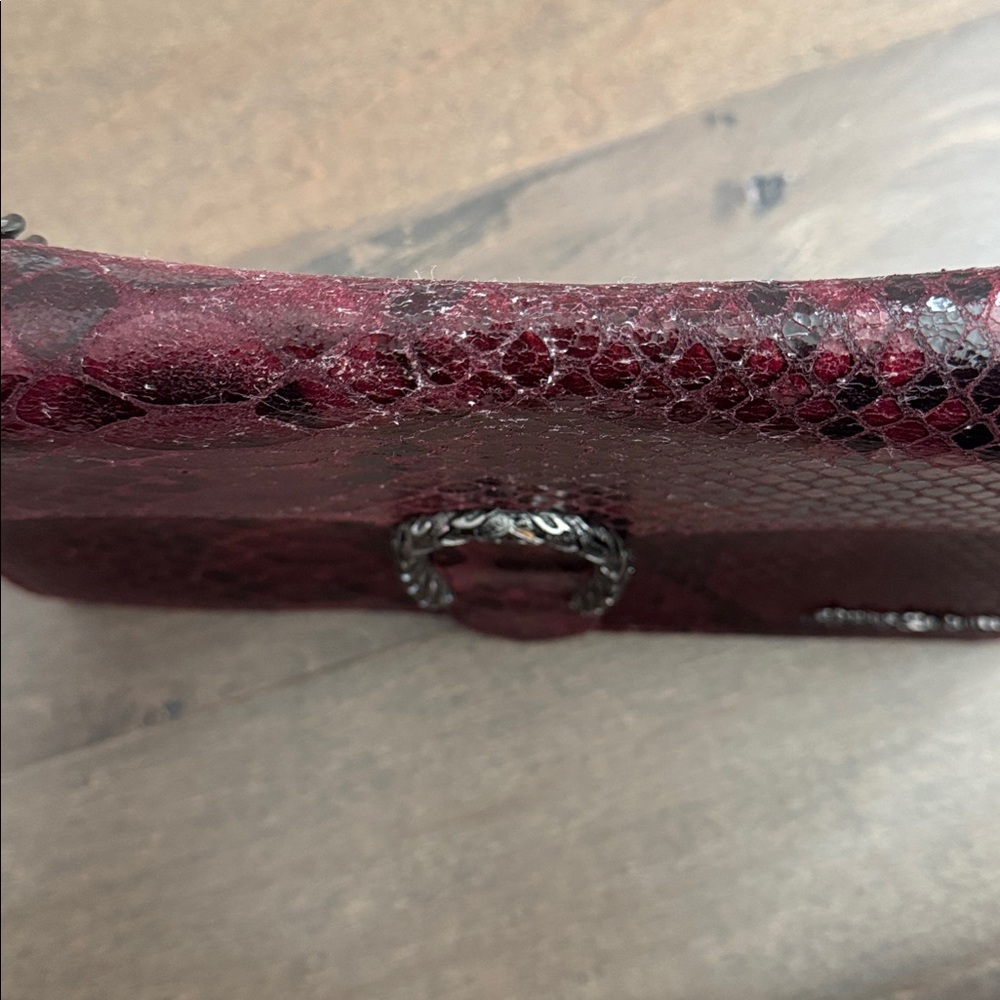 Marina Galanti Burgundy Snake Print Chain Shoulder Bag - Picture 6 of 9